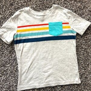 Boys Jumping Beans T-Shirt, Gray with Colorful Stripes, Size 6